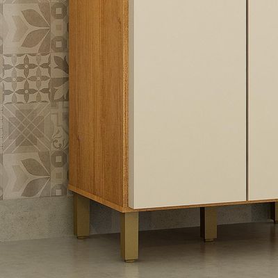 Paneleiro Torre Duplo De Cozinha Madeira 70cm Dakota Valdemóveis Cinamomo E Off White