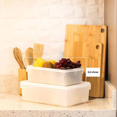 Kit 10 Caixas Herméticas Plásticas Empilháveis 3,5l Branco