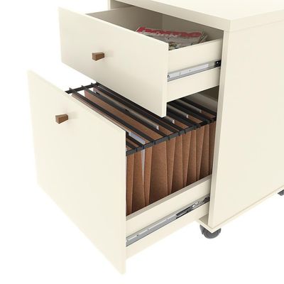 Gaveteiro Multiuso Com 2 Gavetas Para Escritório Verbena - Off White E Naturale