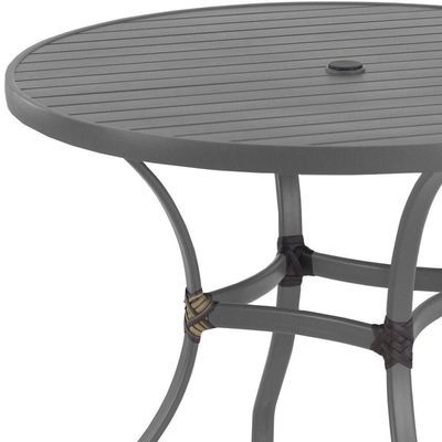 Mesa Com Tampo Ripado Alumínio Para Cozinha Trama Original Cinza