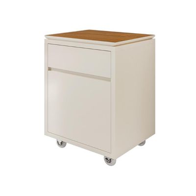 Gaveteiro Multiuso Com 2 Gavetas Para Escritório Tundra - Off White E Cedro