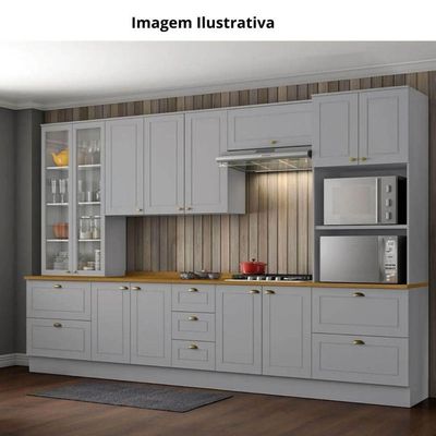 Paneleiro Duplo Americana 2 Portas 2 Gavetas Henn Naturale Cinza