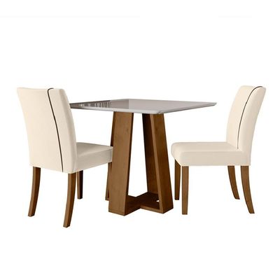 Mesa Sala De Jantar 2 Cadeiras Carvalho/off White