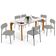 Mesa De Jantar Capri 160cm Off White Nature Com 6 Cadeiras Melina B05 Linho Cinza - Lyam Decor