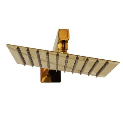 Ducha Chuveiro Quadrado Dourado Inox 20x20 Slim Suporte