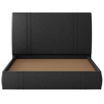 Cama Casal Flutuante Com Cabeceira 140cm Astra S04 Couríssimo Preto - Lyam Decor