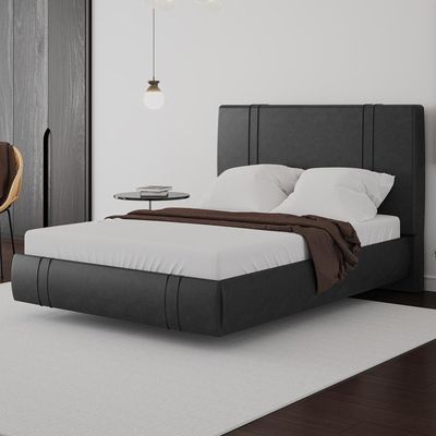 Cama Casal Flutuante Com Cabeceira 140cm Astra S04 Couríssimo Preto - Lyam Decor