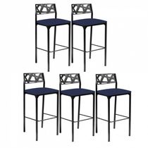 Kit 5 Banquetas Luiza Azul Marinho gat Magazine