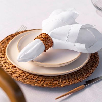 Anel De Guardanapo Copa E Cia 4 Peças Rattan E Bambu Natural
