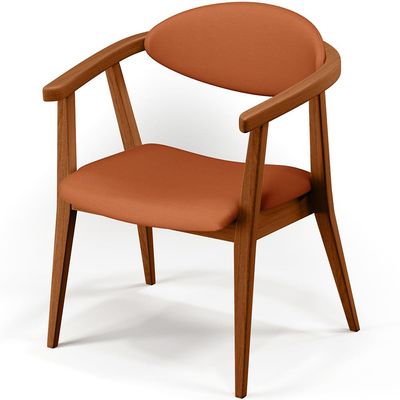 Poltrona Decorativa Para Sala de Estar Jantar Cecília L02 Tecido Terracota - Lyam Decor