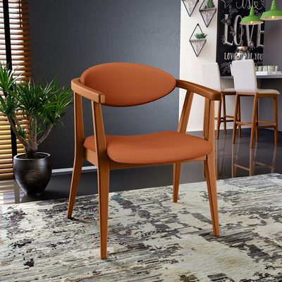Poltrona Decorativa Para Sala de Estar Jantar Cecília L02 Tecido Terracota - Lyam Decor
