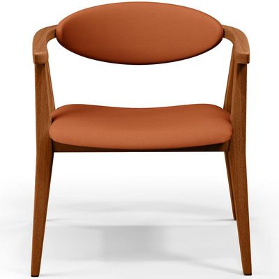 Poltrona Decorativa Para Sala de Estar Jantar Cecília L02 Tecido Terracota - Lyam Decor