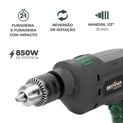 Furadeira Britânia BFUE04 Função impacto 850W 220V