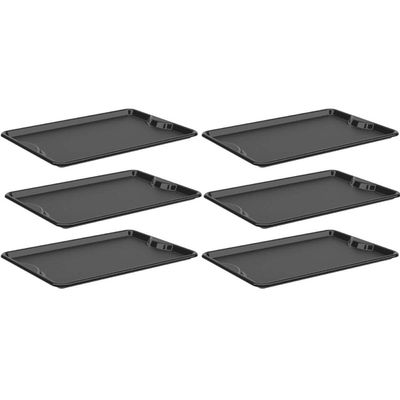 Kit 6 Bandejas Plásticas Preta 48x33cm Servir Coza Uno Restaurante Fast Food