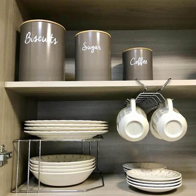 Conjunto 2 Latas Porta Mantimentos Biscoitos e Açúcar Tampa em Bambu Haus Concept Canister