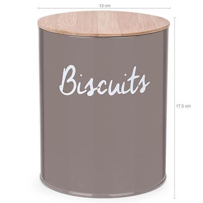 Conjunto 2 Latas Porta Mantimentos Biscoitos e Açúcar Tampa em Bambu Haus Concept Canister