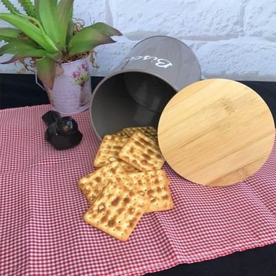 Conjunto 2 Latas Porta Mantimentos Biscoitos e Açúcar Tampa em Bambu Haus Concept Canister
