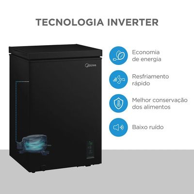 Freezer Horizontal 100L Flexbeer Inverter Preto Midea MDRC151FZD303 Bivolt