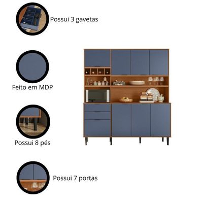 Kit Cozinha Compacta Viena 8 Portas E 2 Gavetas Lukaliam Móveis Jequitiba-azul Lord Jequitiba-azul Lord
