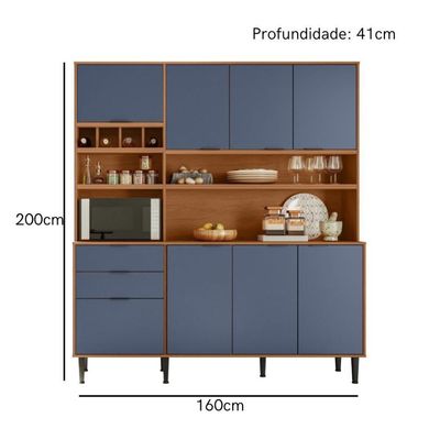 Kit Cozinha Compacta Viena 8 Portas E 2 Gavetas Lukaliam Móveis Jequitiba-azul Lord Jequitiba-azul Lord