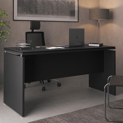 Mesa Para Escritório Com Tampo Duplo 25mm Tundra - Preto