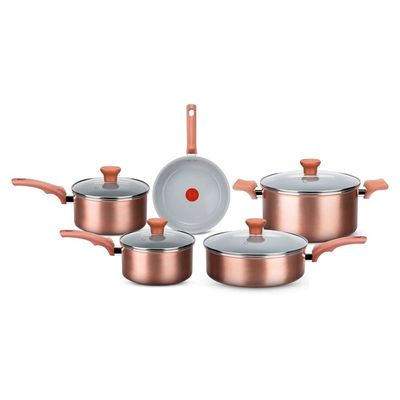 Conjunto de Panelas Rochedo Ceramic Rose Gold 5 Peças Rosê