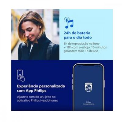 Fone Philips TWS TAT2500BK/00 Preto Phillips Preto / Bivolt