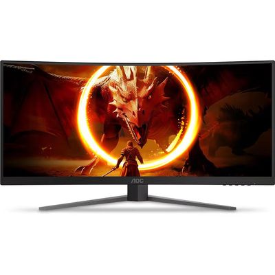 Monitor Gamer AOC Curvo U34G4C/57 WQHD/180Hz/34`` Preto/Cinza / Bivolt