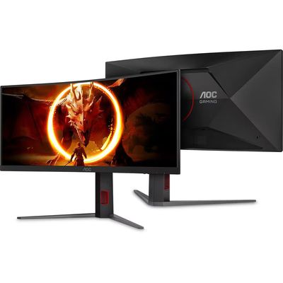 Monitor Gamer AOC Curvo U34G4C/57 WQHD/180Hz/34`` Preto/Cinza / Bivolt