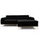 Sofá 3 Lugares com Chaise Direito Para Sala Molino 230 cm D02 Veludo Preto C-300 -Lyam Decor