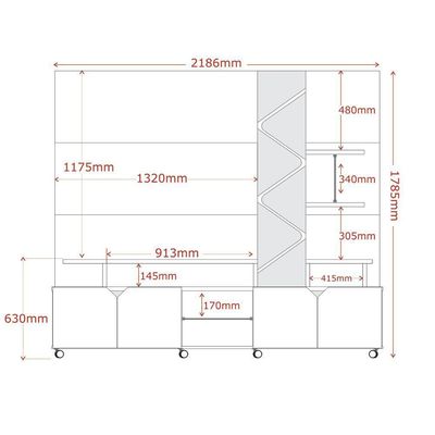 Home Para Até 55 Led Frisado 2,10m Jequitibá Off White
