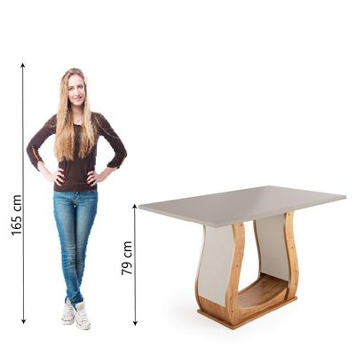 Mesa Para Sala De Jantar 1,20m Veneto Viero Madeirado/off White