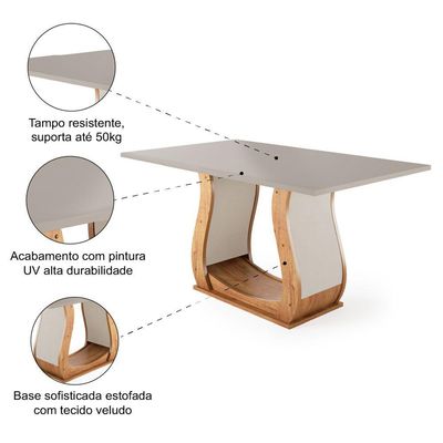 Mesa Para Sala De Jantar 1,20m Veneto Viero Madeirado/off White