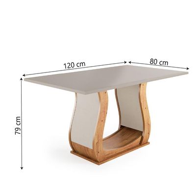 Mesa Para Sala De Jantar 1,20m Veneto Viero Madeirado/off White