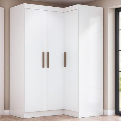 Quarto Modulado De Canto Madrid Com 3 Portas Maxel Branco