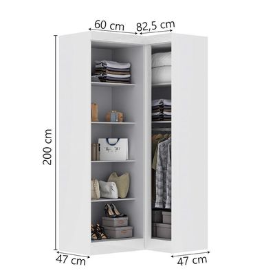 Quarto Modulado De Canto Madrid Com 3 Portas Maxel Branco