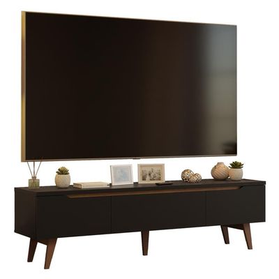 Rack Para Tv Até 80 Polegadas 180cm 2 Portas 1 Gaveta Preto-rustic Toronto Madesa