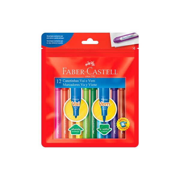 Hidrocor Faber-Castell Vai e Vem com 12 Cores Hidrocor Faber-Castell Vai e Vem com 12 Cores