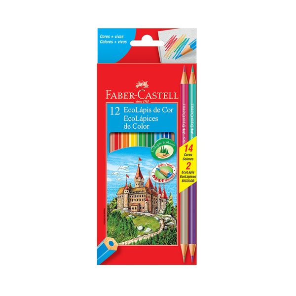 Lápis de Cor Faber-Castell 10 Cores e 2 Lápis Bicolor Lápis de Cor Faber-Castell 10 Cores e 2 Lápis Bicolor