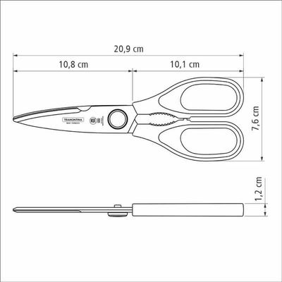 Tesoura Multiuso Tramontina Supercort Em Inox Cabo Preto 8"