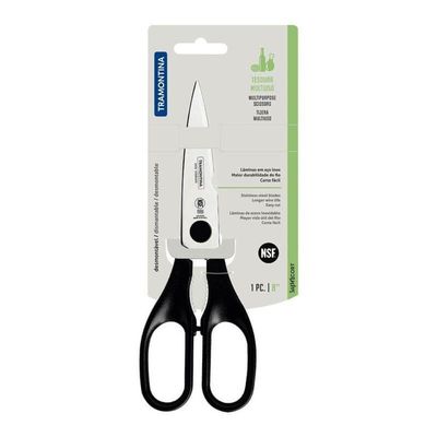 Tesoura Multiuso Tramontina Supercort Em Inox Cabo Preto 8"