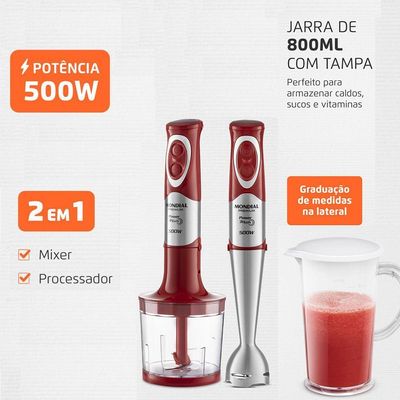 Mixer Premium Mondial M-10 500W Vermelho Com Inox 110V