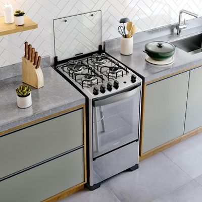 Fogão 4 Bocas Dako Magister Style Mesa Inox Espelhado Preto Bivolt