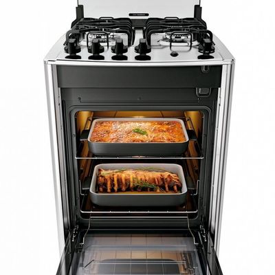 Fogão 4 Bocas Dako Magister Style Mesa Inox Espelhado Preto Bivolt