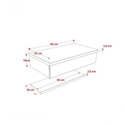 Bancada Metropole 605w 60cm Com Prateleira Snow