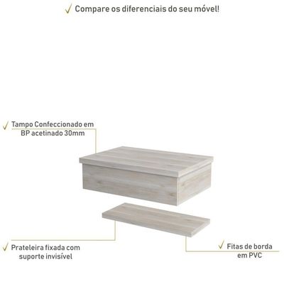 Bancada Metropole 605w 60cm Com Prateleira Snow