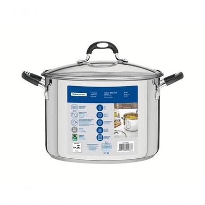 Caldeirão Tramontina Astro Silicone 28cm Em Aço Inox Com Tampa De Vidro