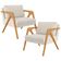 Kit 02 Poltronas Decorativas Sala Estar Pietra Estrutura De Madeira L02 Linho Champagne - Lyam Decor