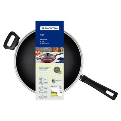 Wok Tramontina Loreto Antiaderente 28cm Com Tampa