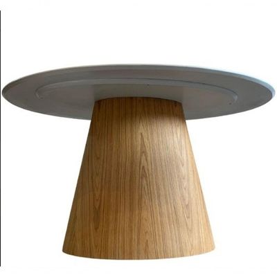 Mesa Jantar Cone Oval 160x90Cm Base Laminada Freijó Branco